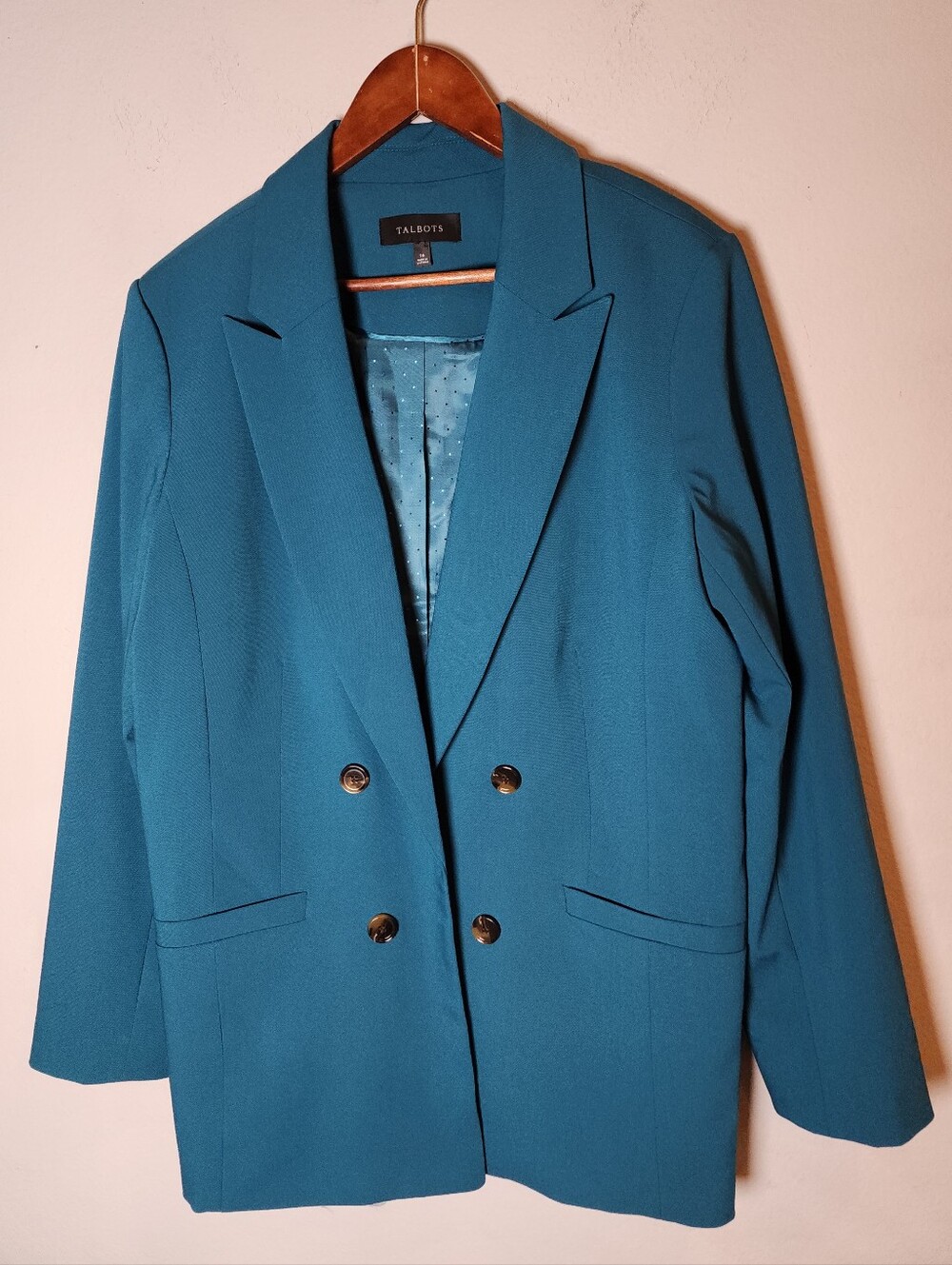 Talbots City Twill Open Front Blazer Jacket Blue Plus Size 16 XL 1X Like New